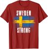 Sweden Strong Distressed Flag Swedish Pride TShirt Short Sleeve Casual  Cotton Shirt