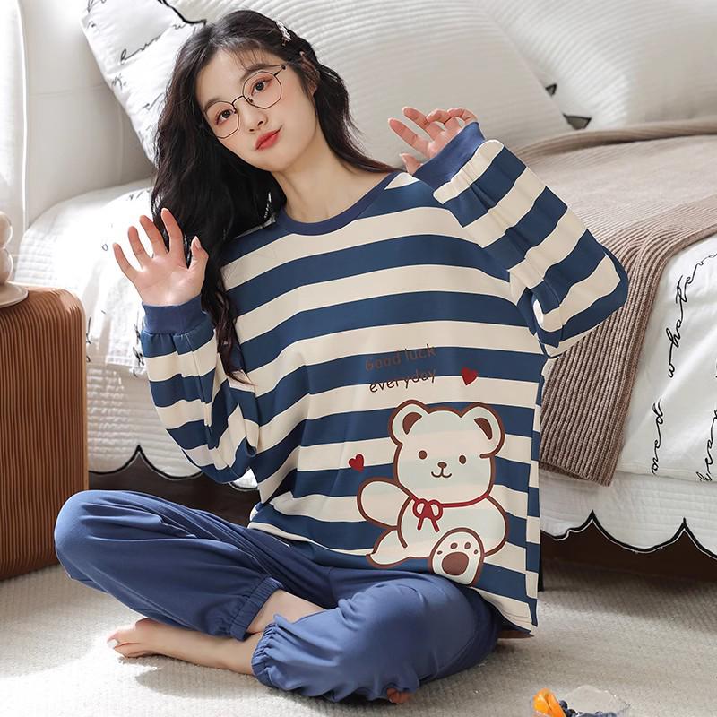 Pure Cotton Women's Sweet Style Long Sleeve Pajama Set - New for Spring, Summer, Autumn 2025.