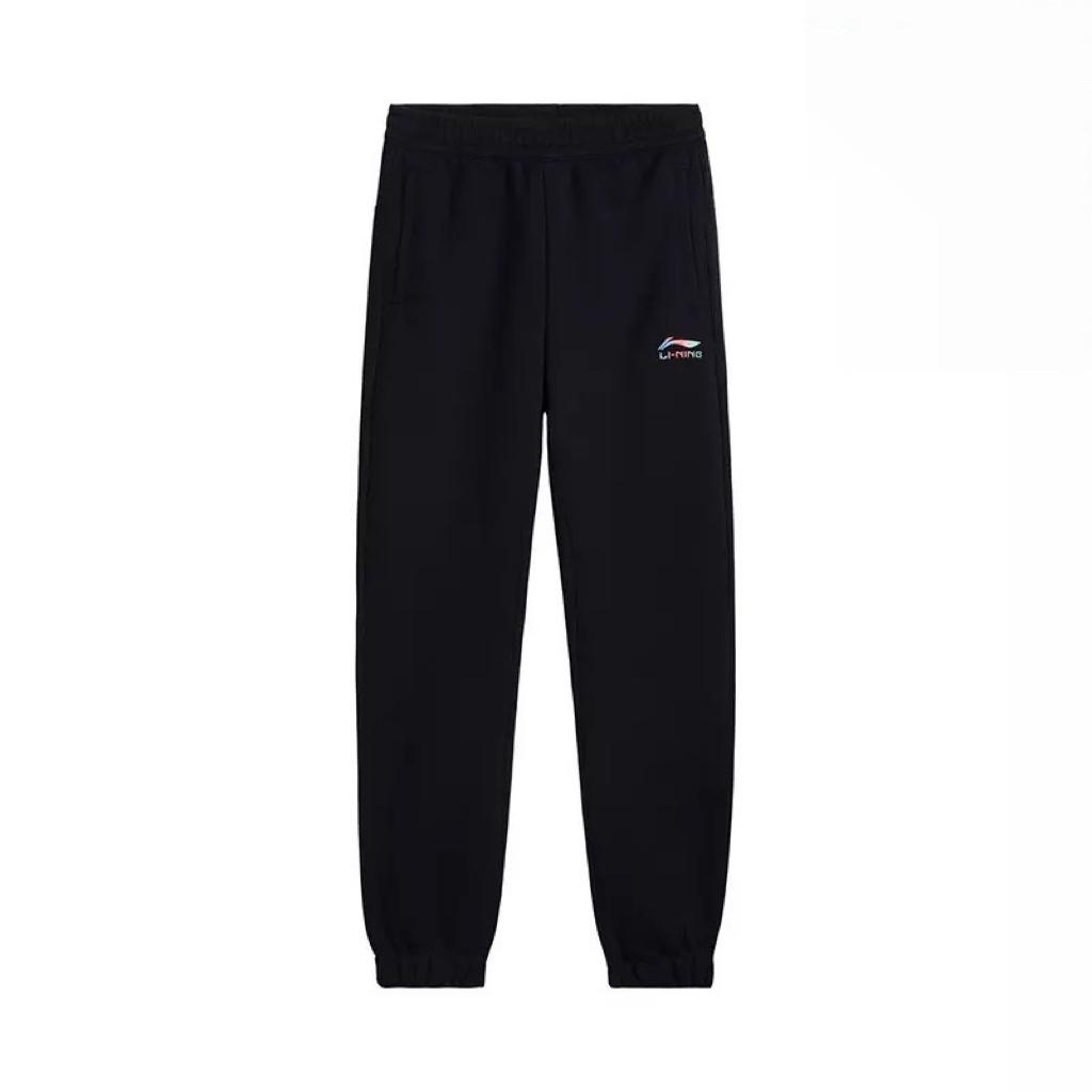 Li Ning Knitted Sweatpants Women s Black Fleece Lined Moderate Cuffed Pants AKLVD14-1 2XL