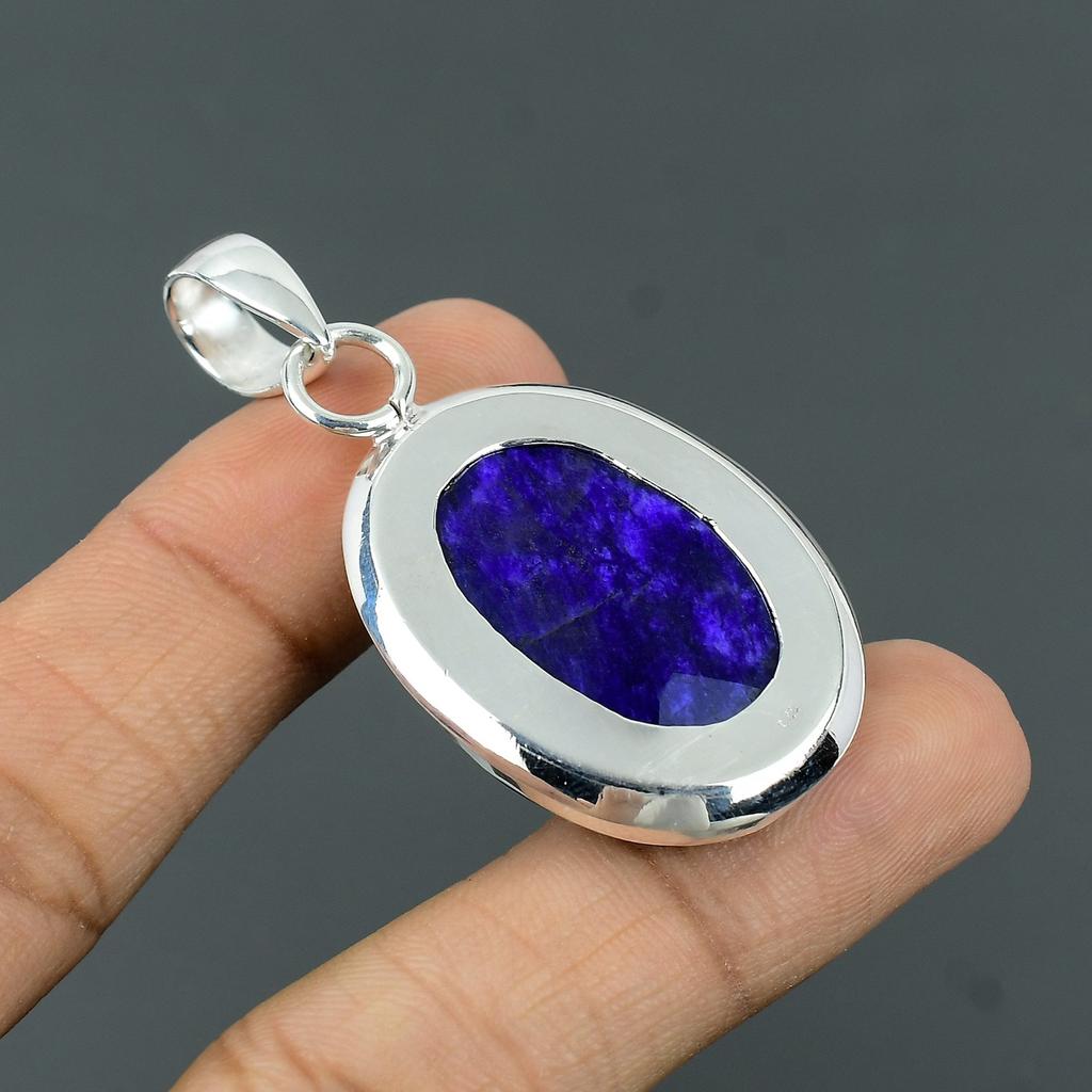 Blue Sapphire Pendant 925 Sterling Silver Pendant Blue Sapphire Gemstone Jewelry