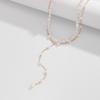 Premium Feeling Pearl Beaded Multi-Layer Collarbone Chain Personalised Y Shape Pearl Tassel Necklace Set