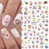 1pcs Summer Sticker Nail Art Decorations Leaves Flower 3D Adhesive Stickers Woman Face Fruit Foil Manicure Wrap