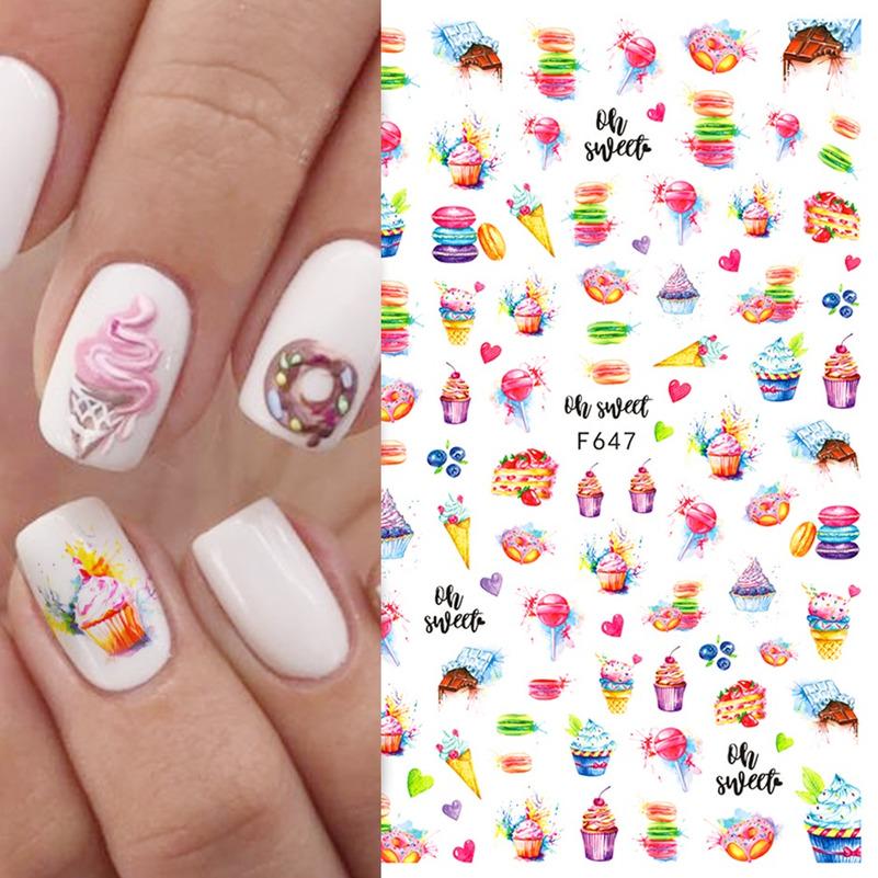 1pcs Summer Sticker Nail Art Decorations Leaves Flower 3D Adhesive Stickers Woman Face Fruit Foil Manicure Wrap