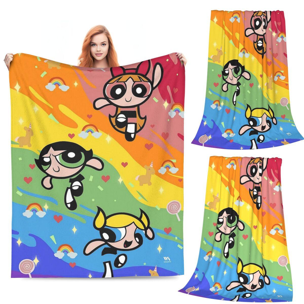 

Cartoon Cute P-Powerpuff Girl Blanket Soft Warm Flannel Throw Blanket Bedspread for Bed Living room Picnic Travel Home Couch 80x120cm
