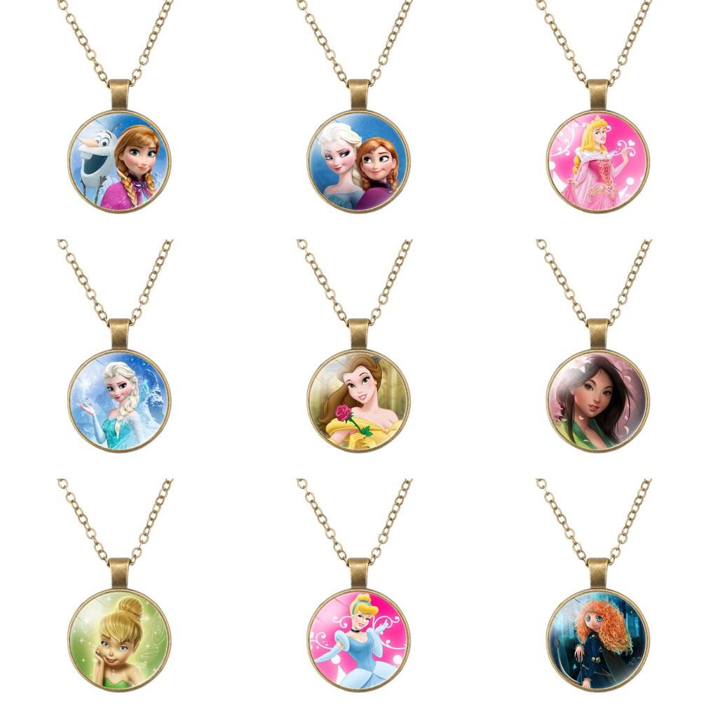 Charming Ariel Little Mermaid Time Gemstone Pendant Necklace Cartoon Princess Jewelry