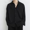 Men's Loose Fit Long Sleeve Black Shirt Casual Solid Color Streetwear Top