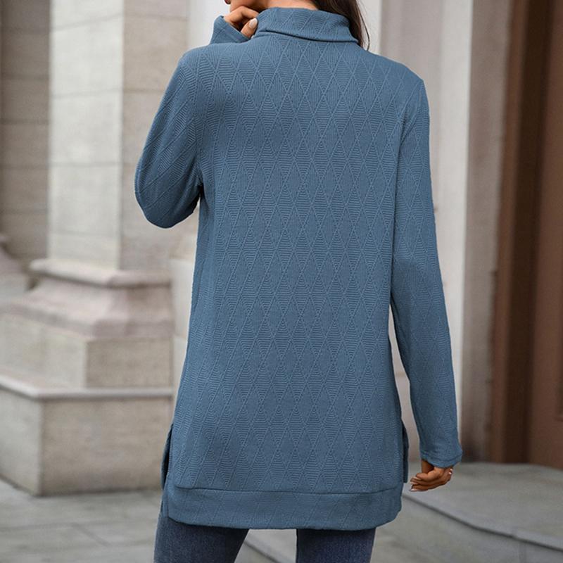 Women's High-Neck Loose-Fit Long-Sleeve Top Sweatshirt