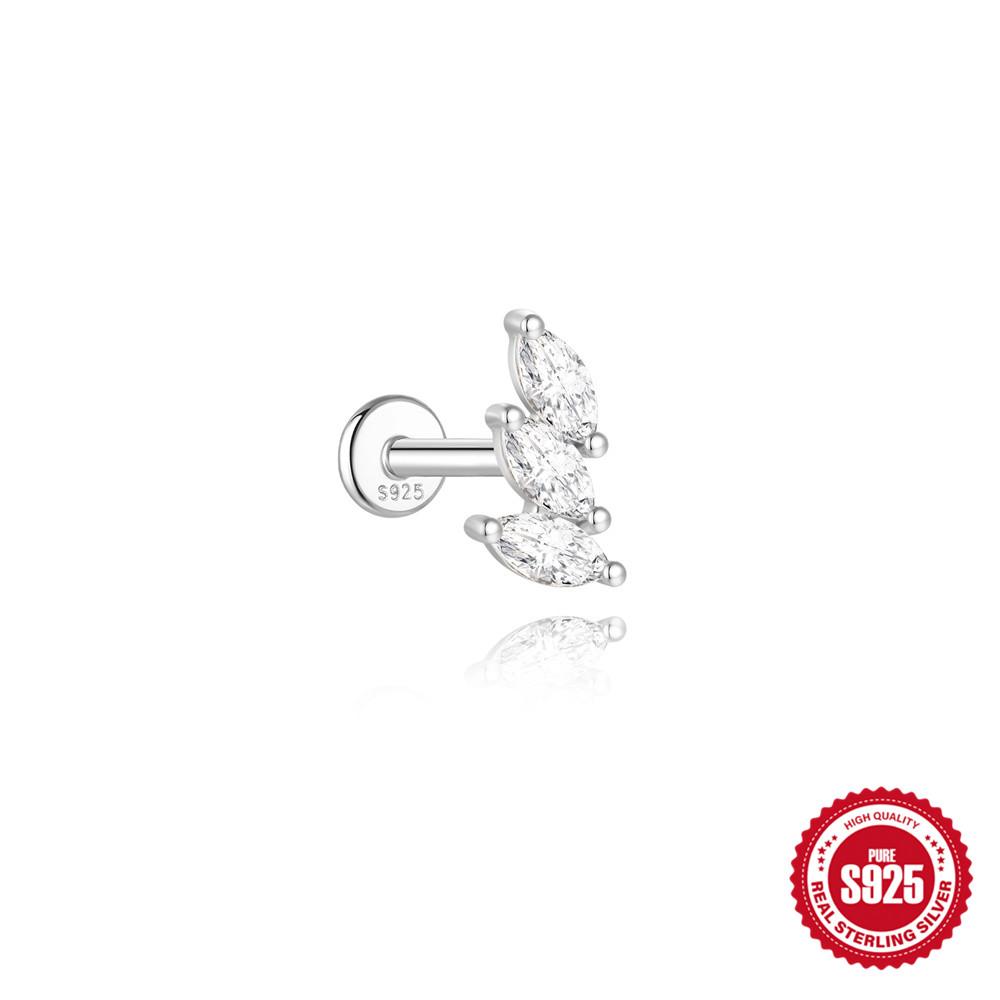 AIDE 925 Silver 1PC Mini Moissanite Four-Claw Screw Stud Earrings Casual Design DIY INS Ear Studs For Lady Jewelry