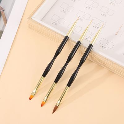 3PCS Black Rod Small Waist Manicure Pens, Painted Pen, Pull Line Pen, Double-ended Multi-purpose Manicure Pen