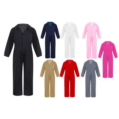 Kids Boys Fashion Mechanic Coveralls Long Sleeve Turndown Collar Zipper Front Jumpsuit Halloween Cosplay Costume