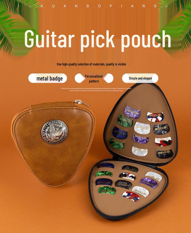 Custodia per Plettri con 22 Plettri in Celluloide per Fingerstyle per Chitarra Acustica Folk