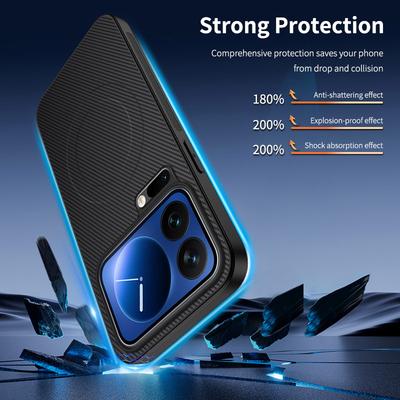 For Xiaomi 17 Pro Max Magnetic Case WANLONFENG TQ Series Carbon Fiber Texture PC TPU Phone Cover