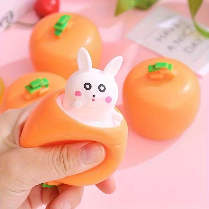 1/4pcs Easter Rabbit Carrot Squeeze Toy Gift for Kids Birthday Favors School Rewards Happy Easter Party Home Decoration Supplies
