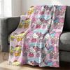 Playful Sanrio Friends Flannel Fleece Blanket Soft Warm Fluffy Throw Cute Sofa Bed Cover Office Nap Shawl Lightweight Blanket