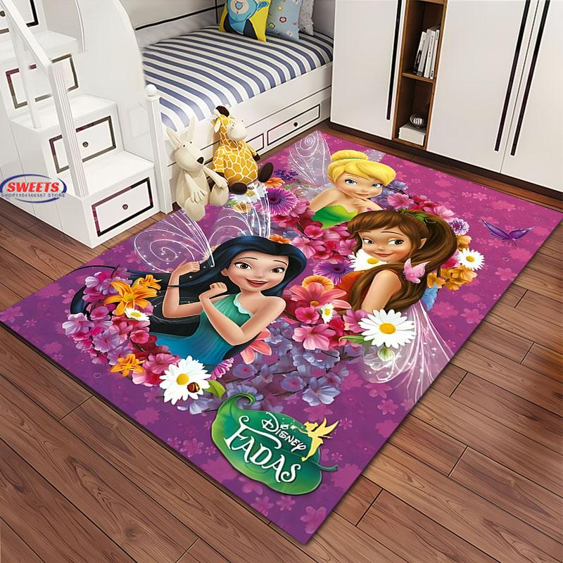 1PC Cute Princess Tinker Bell Cartoon Carpet for Bed Bedroom Sofa Picnic, Children's Room Large Decorative Mat All Seasons Rug