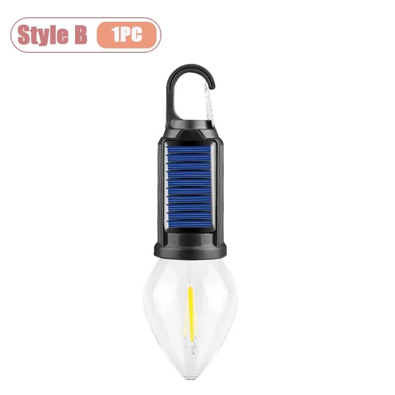1-10PCS Solar Powered LED Lighting Hanging Lights Outdoor Tent BBQ Atmosphere Light Portable Waterproof Camping Light