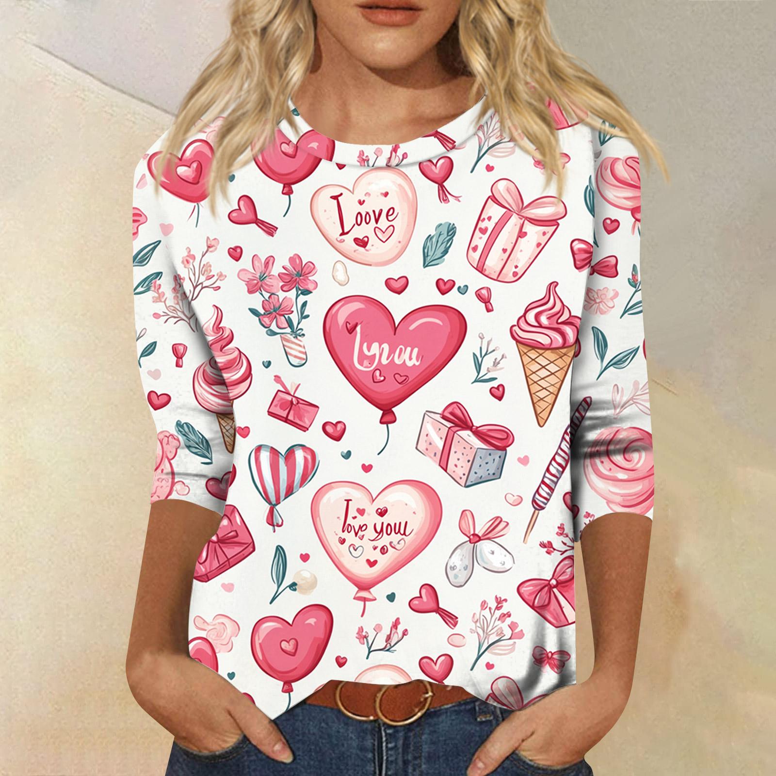 

Жіночі топи Сорочка з рукавом три чверті V-подібний виріз Вільна повсякденна сорочка Футболка з принтом XL кавун червоний колір