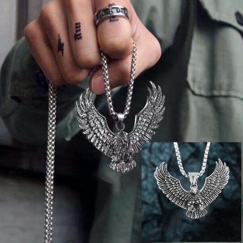 Punk Animal Fly Eagle Pendant Necklace For Men Hip Hop Rock Chain Necklace Party Jewelry