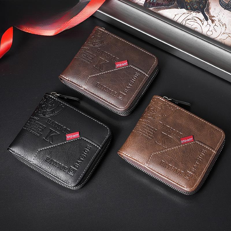 Men's Wallet, 20% Off Retro Zipper Short Multi-card Multi-function Clip Casual Bag