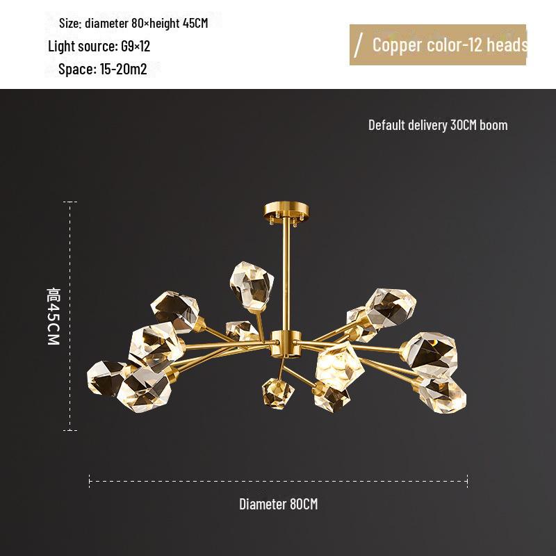 Modern Luxury Chandelier: Copper Crystal Design for Living Room & Bedroom