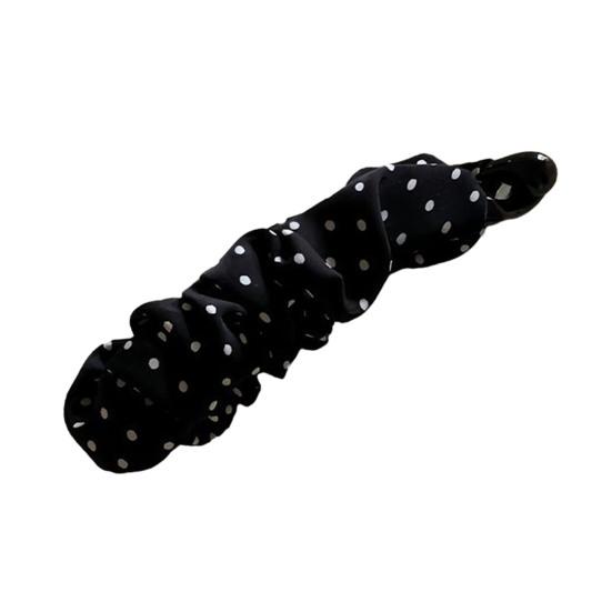 Retro Style Hairpin Stable Non-Slip Banana Clip with Pleated Fabric Wrap Leopard Plaid