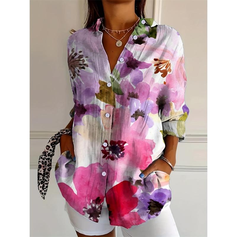 Women's Floral Printed Long Sleeve Shirt Summer Fashion Button Casual Women's High-quality Fabrics For Daily Wear