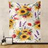 Sunflower and Poppy Floral Design Patterned Tapestry for Bedroom and Living Room Home Decor