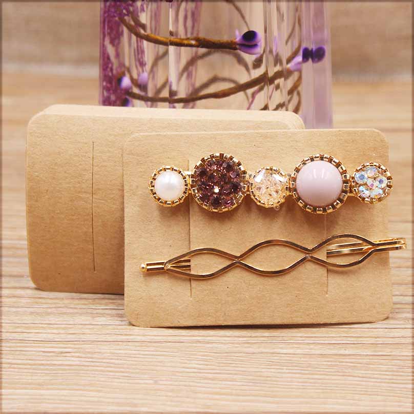 50pc New Arrival Cute Shape Kraft Pink White Jewelry Package Hair Clip Card Blank Color Hairpin Display Card Tag