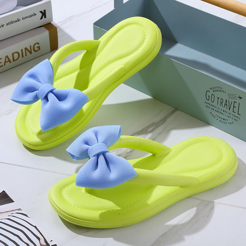 Fashion Bow Tie Slippers for Women, Sweet Bow Tie Flip Flops, Outdoor EVA, Non-Slip Beach Shoes, Comfortable Sandals, Summer Fashion