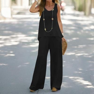 Women's Summer Casual Solid Color Vest Pant Suit