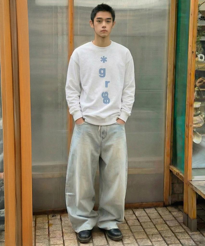 GRAVER [Unisex] Grae-S Vertical Sweatshirt_Melange White
