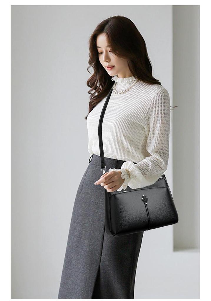 Autumn/Winter Soft Leather Multi-layer Shoulder/Crossbody Bag for Women - Versatile and Spacious Design