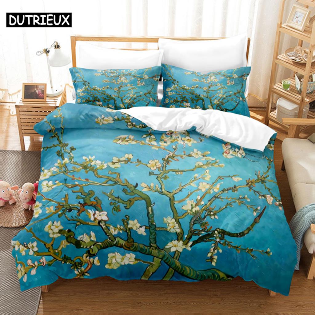 Floral Duvet Cover Sets Double Bed Scenic Quilt Cover Single Bed Queen Bedding Set With Pillowcase 220X240Cm 3Pcs 2Pcs Polyester