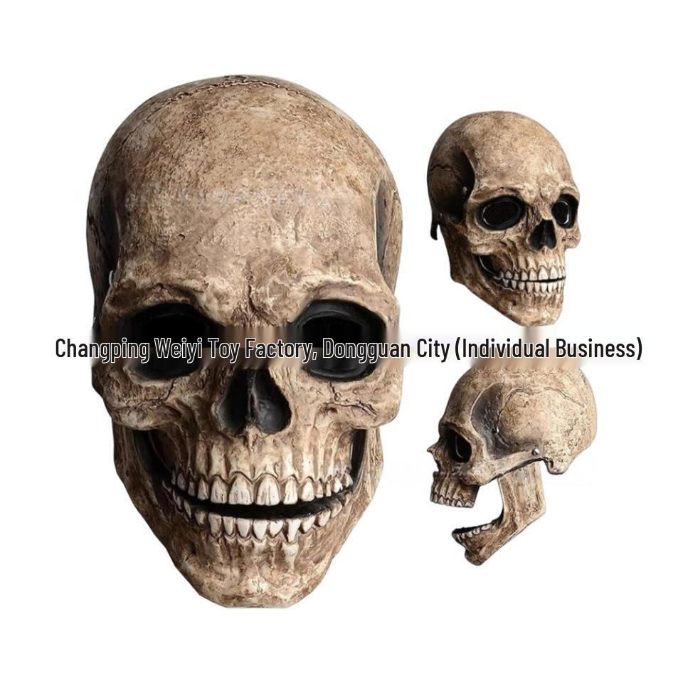 Terror Skull Halloween Mask with Movable Jaw