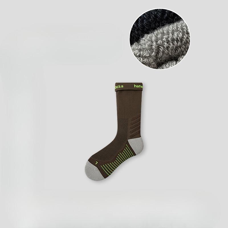 Men's Mid-calf Sports and Fitness Socks, Spring and Autumn Loop Sole Socks, Breathable and Sweat-absorbing Basketball and Running Cotton Socks