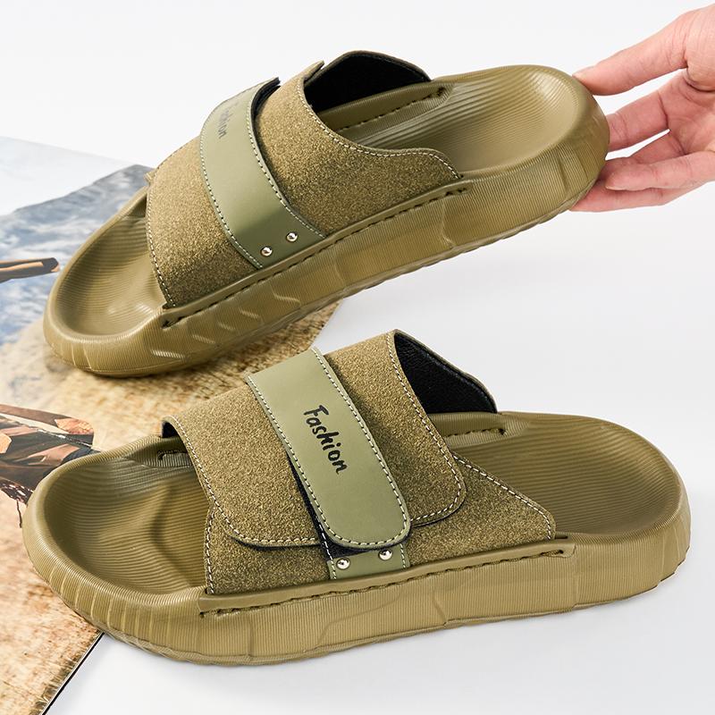 Fashion Fashion Men Slippers PVC Soft Sole Non-slip Slides Casual Outdoor Beach Flip Flops Home Bathroom Couples Slippers New Sandal