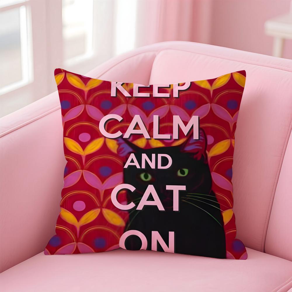 

Fashion Minimalist Casual Daily KKeep Calm Anime Cushion Cover Pillow Case Soft Friendly Fabric Concealed Zipper 30X30cm