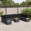 VidaXL Ensemble de canapé de jardin 11 pièces avec coussins Noir Poly Rotin Acacia 3356679