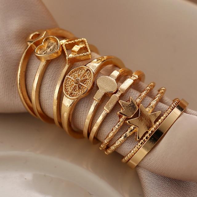 

17KM Vintage Silver Colour Sun Moon Star Ring Set for Women Чоловіки Етнічні Finger RingBeautiful Jewelry