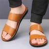 Trendiga herrtofflor Högkvalitativt Koskinn Läder Toffla Utomhus Casual Strandtofflor Herr Platta Sandaler Flip-flops Chanclas Hombre