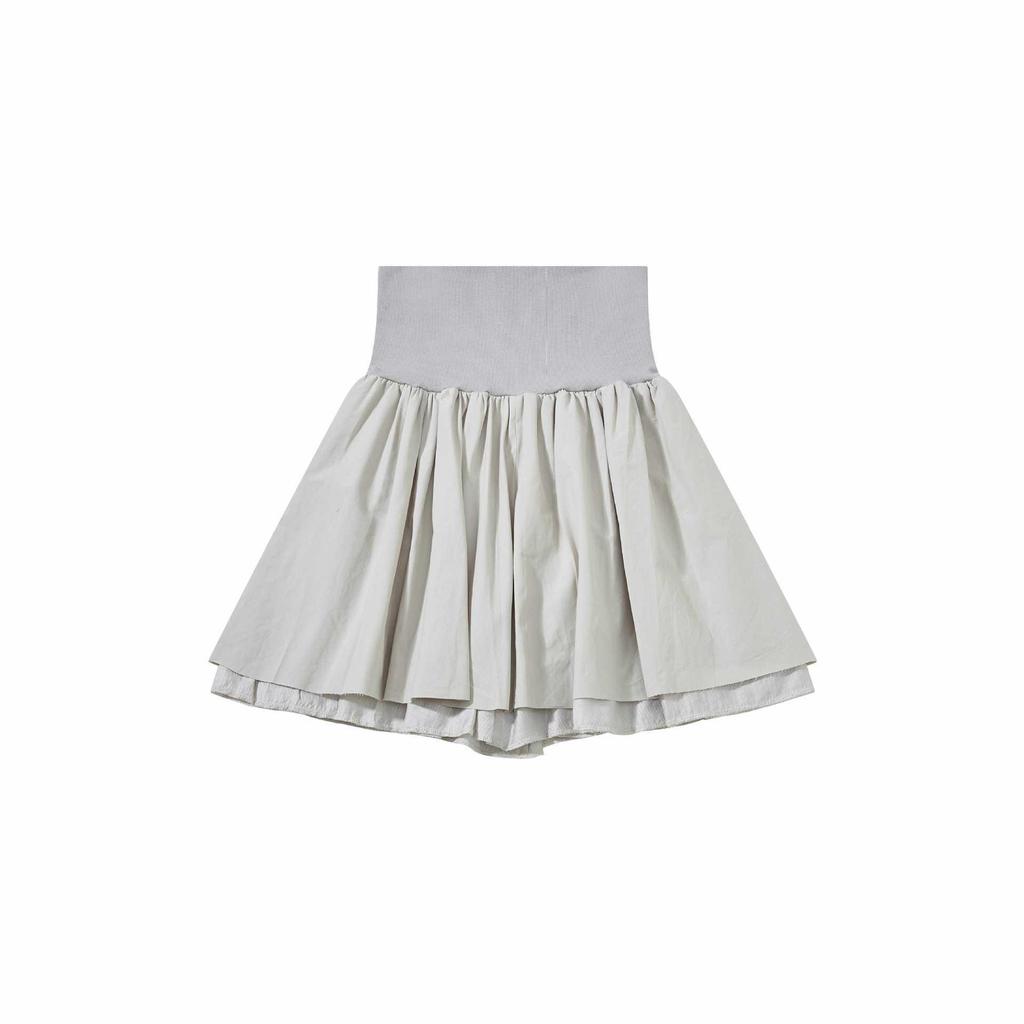 Japanese Niche Double-Layered Ribbed Waist Gray Ballet-Style Fluffy Skirt for Women