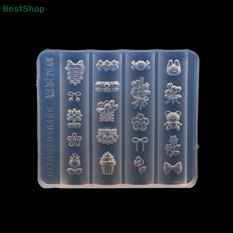 3D Silicone Nail Art Mold Knitted Bow Flower Little Bear Design Nail Art Decor Transparent Manicure Template