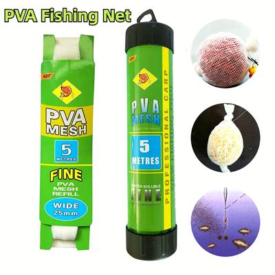 1PC 5M Water Dissolving PVA Narrow Mesh Tube Net Carp Fishing Net Lures Refill Plunger Bar Tackle Carp Fishing Accessories Trap