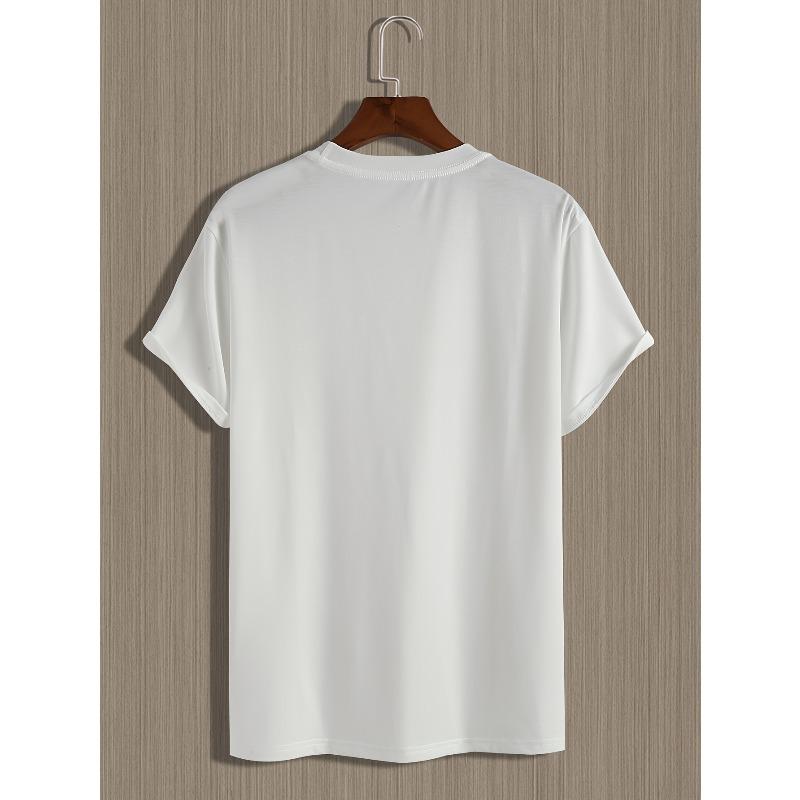 European sizes Men's Retro Cassette Print T-Shirt - Casual Crew Neck, Slight Stretch, Summer Knit Fabric Top