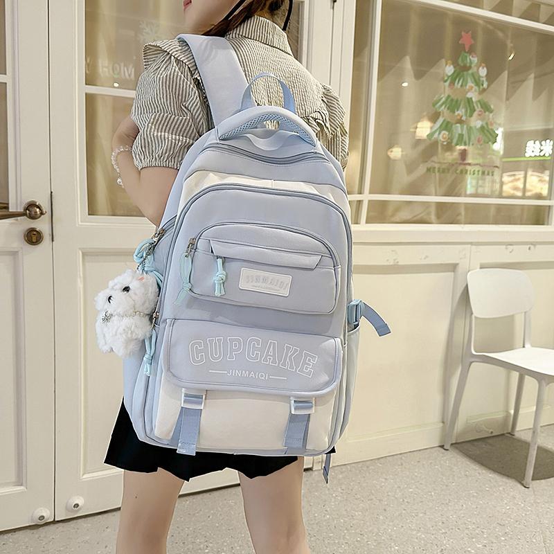 Letter Print Campus Backpack Large Capacity Junior Senior High School Student Schoolbag
