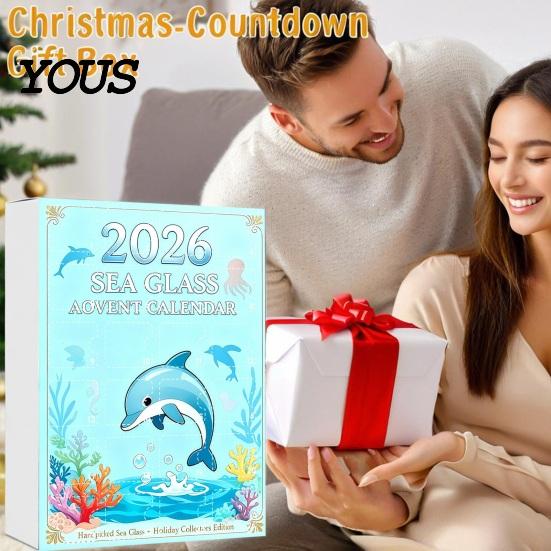 Nápady na dárky na Silvestra 2026 Vánoční adventní kalendář, 2D akrylové přívěsky mořských živočichů, Interaktivní rodinné hry 24denní odpočítávací krabička, Okenní strom