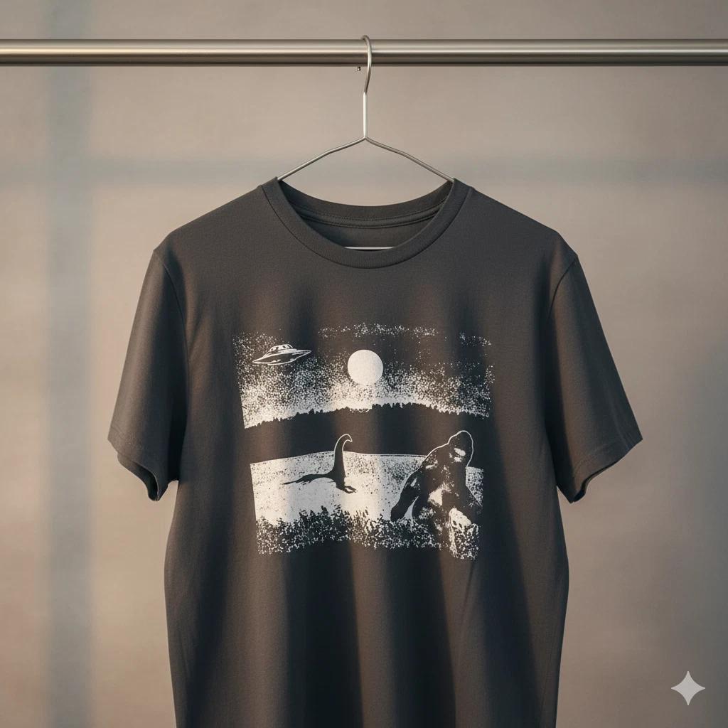 Unisex Adult Casual Graphic Bigfoot UFO Loch Ness Monster Cryptid G... XXXL