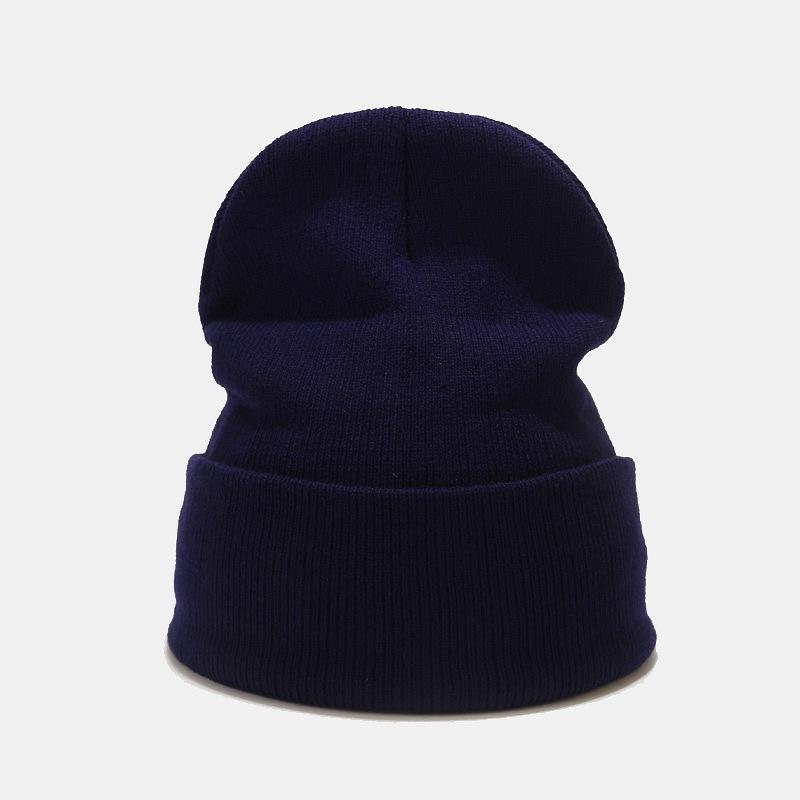 Solid color knitted hat autumn and winter men's and women's flanged pile cap cover, warm skateboard hip-hop cold hat
