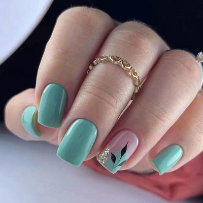 24 kusů List buling třpytky zelená temperament jednoduchý nový produkt jednoduchý podzim a zima bílá nošení na nehty nehty