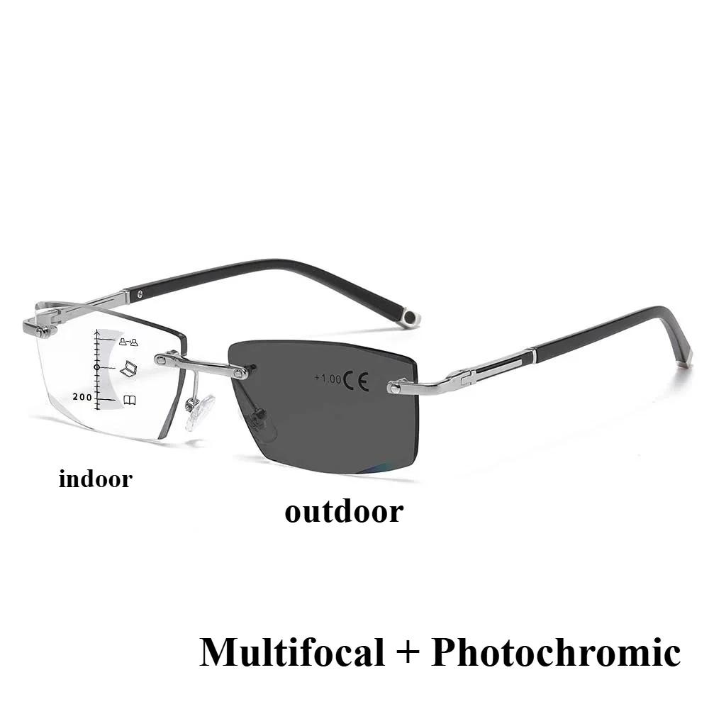 

Нейтральні Модні Безрамкові Прогресивні Мультифокальні Окуляри для Читання Hd Окуляри Нічного Бачення Анти-Блакитне Світло Окуляри для Пресбіопії +3.0